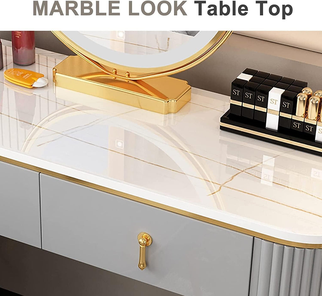 5 Drawers Vanity Desk with Mirror and Chair B58287