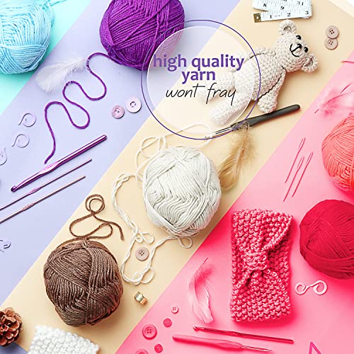 43 Piece Crochet Kit with 9 Crochet Hooks Set and 55 Yards of Yarn, Canvas Tote Bag N2059
