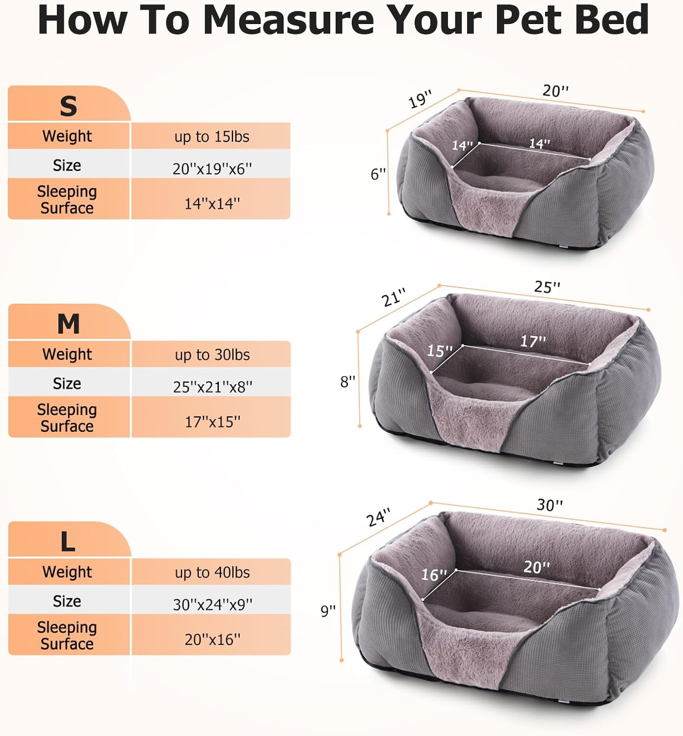 Grey Soft Rectangle Pet Bed 25x21in I886656