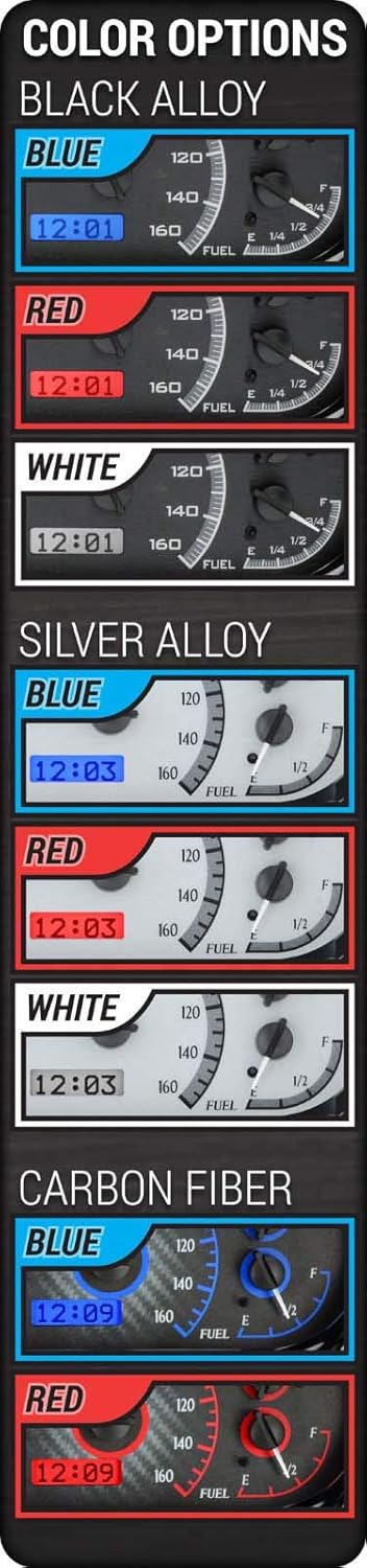Black Alloy Analog Dash Gauges System H31262