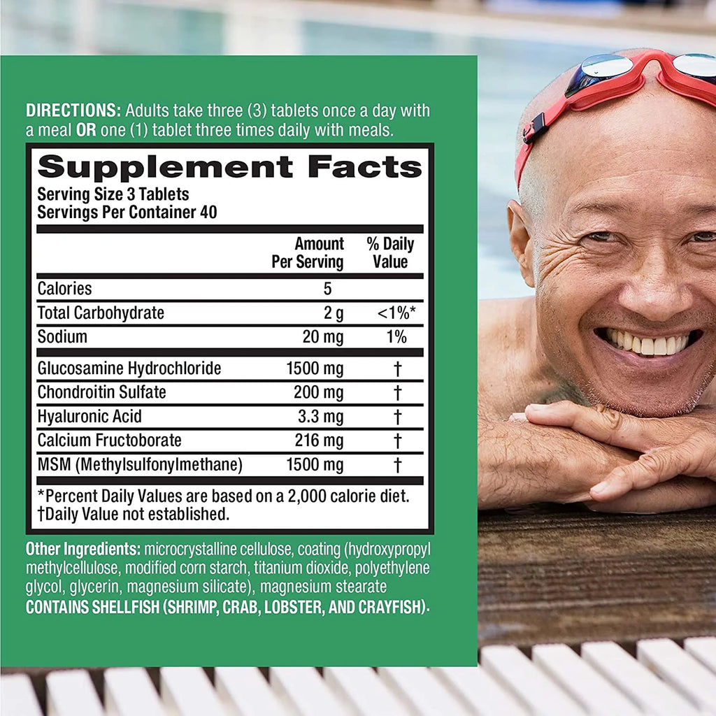 120ct Coated Tablets Glucosamine Chondroitin MSM Supplement Q47976