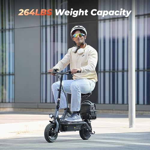 Electric Scooter with Seat, 37 Miles Long Range, 28 MPH Top Speed, 14" Pneumatic Tire R876