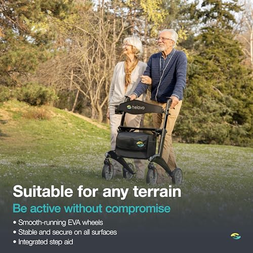 Ultralight Carbon Fiber 4-Wheel Rollator Walker, 12.3 lbs, 25.2" Width, 300 lbs Capacity, 8" Wheels, Foldable, Height Adjustable C9149