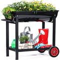 Metal Raised Planter Box on Wheels with Gardening Kit B381099