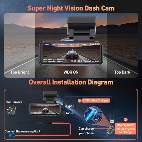 4K Dash Cam Front and Rear with 32GB Card M840