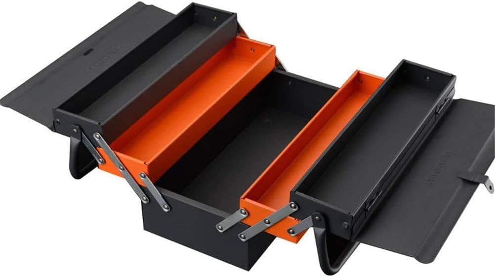 Portable Metal Tool Box with 3 Level Fold Out Organizer Storage V8895