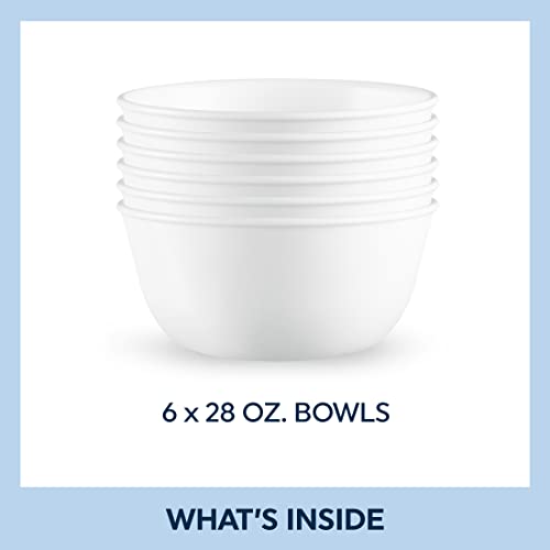 18-Piece Service for 6 Dinnerware Set, Winter Frost White, 28-oz Soup/Cereal Bowls Set of 6 E2359