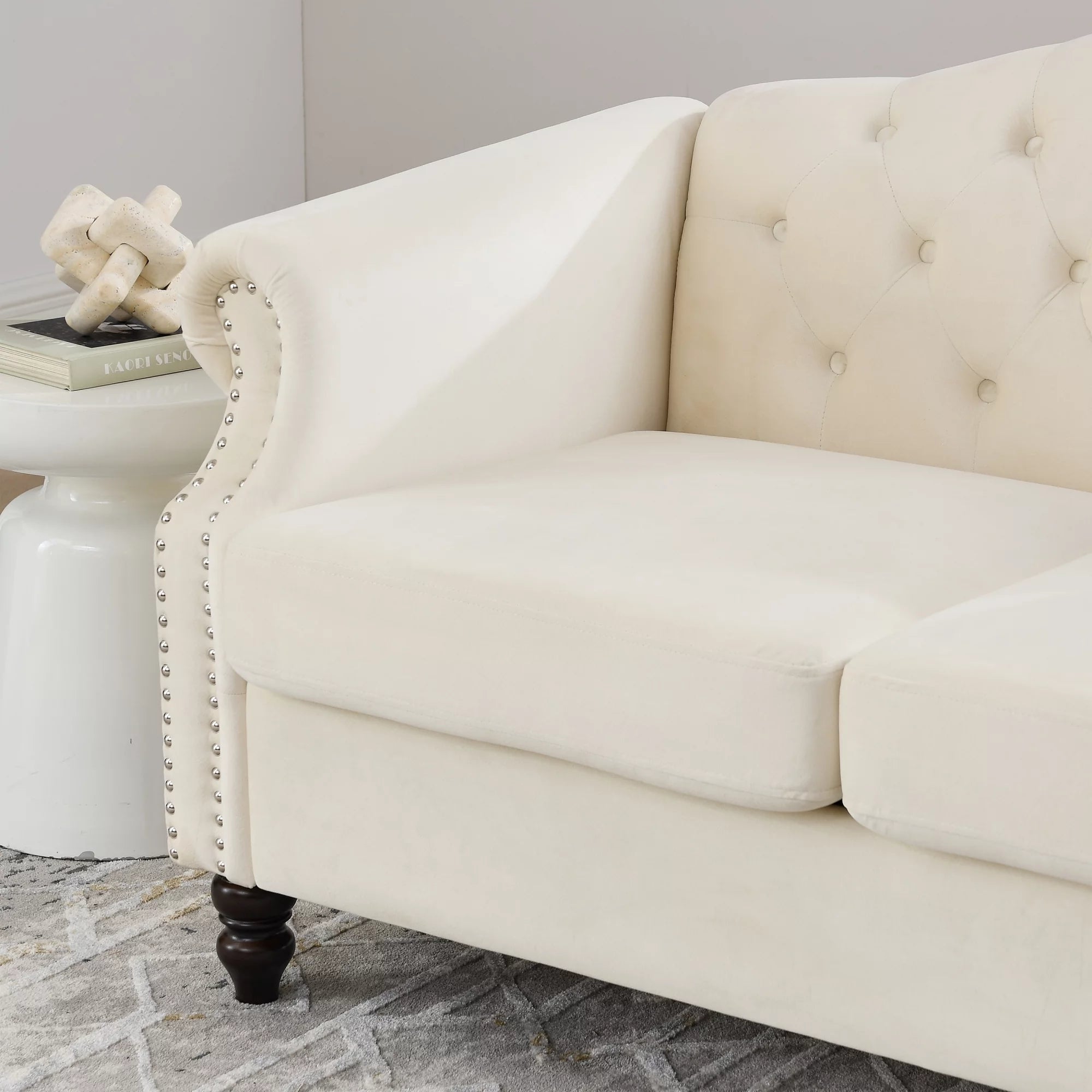 Grey Velvet 2 Seater Chesterfield Sofa G767352