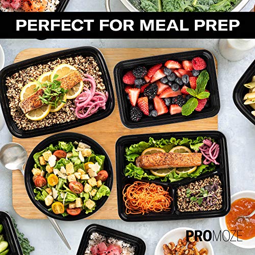 50-Pack 32 oz 2 Compartment Reusable BPA Free Plastic Food Storage Containers with Lids R92384