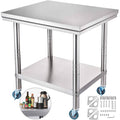 30x22x24x22 Rolling Stainless Steel Top Kitchen Work Table Cart with Casters N934962