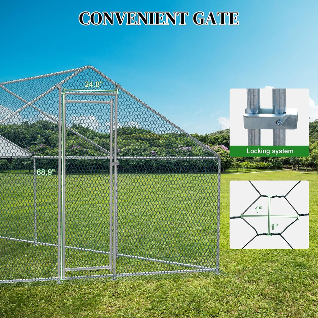 20 x 10 ft Metal Chicken Coop with Waterproof Cover J6163
