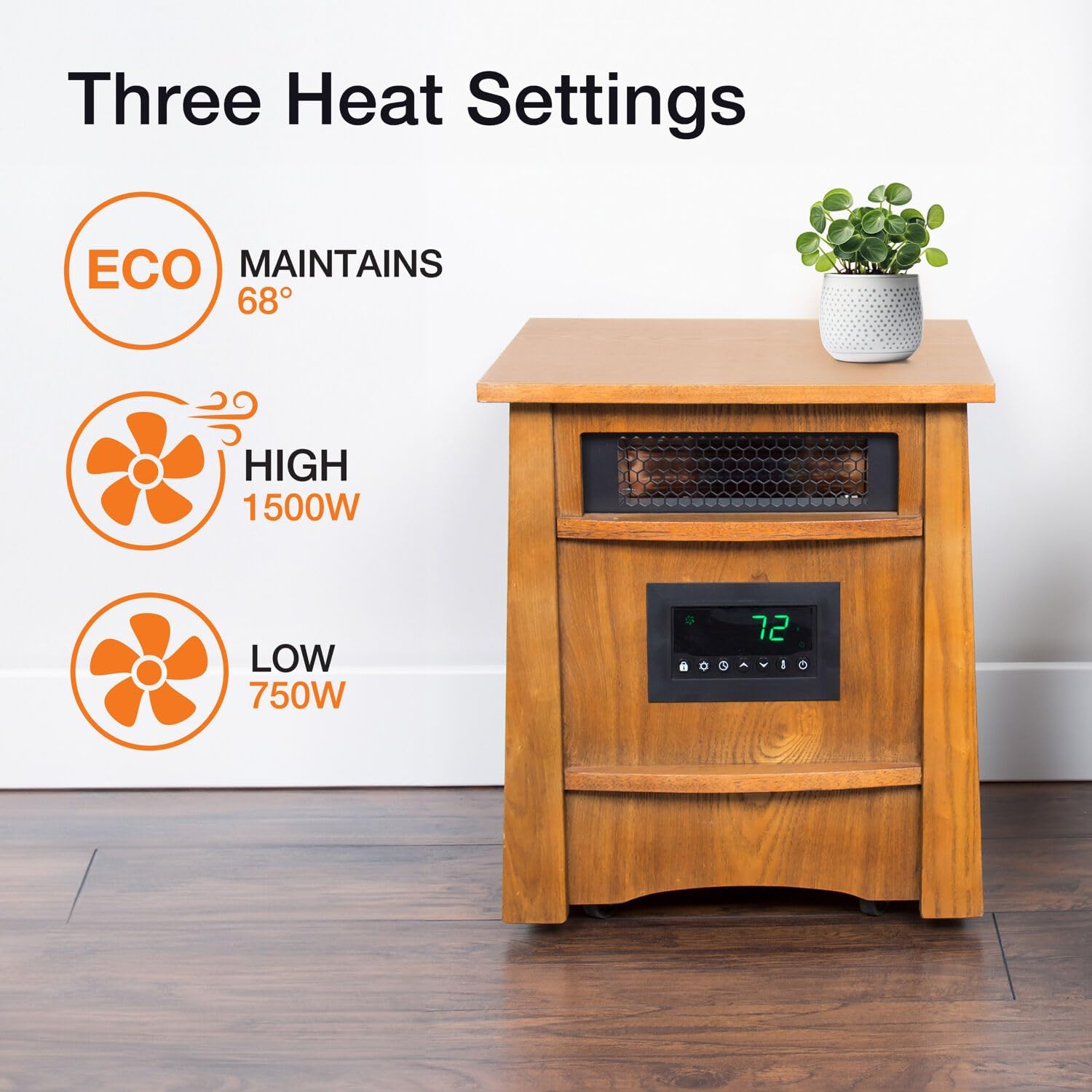 8 Element Infrared Wood Cabinet Heater with Remote Control O699