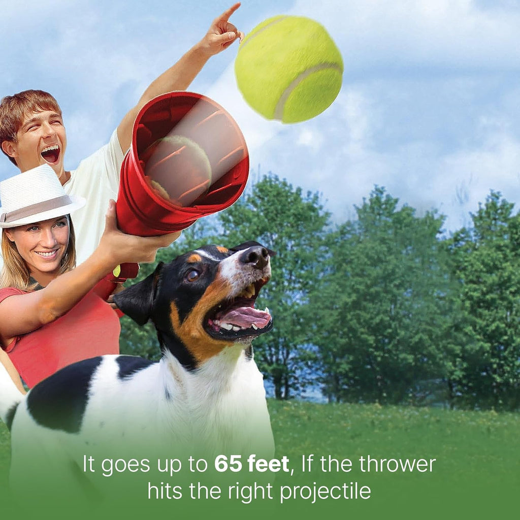 Tennis Ball Launcher Dog Toy with 2 Tennis Balls & Removable Shoulder Strap V549
