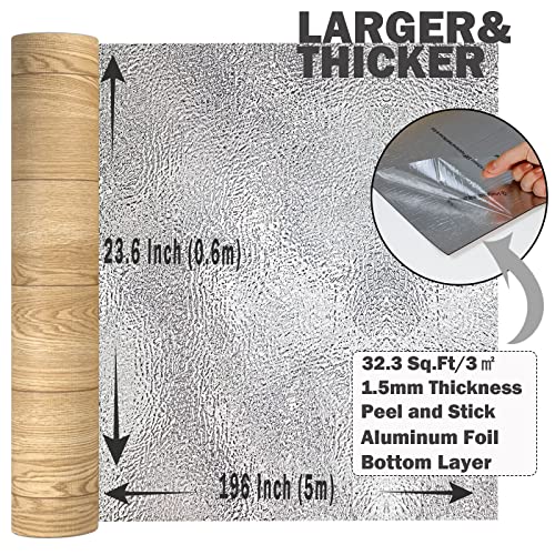Light Wood Peel and Stick Vinyl Flooring Roll 23"x 393" 64 Sq.Ft I484