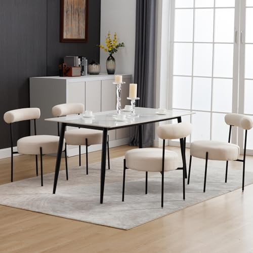 Beige Linen Fabric Dining Chairs Set of 2 R95021