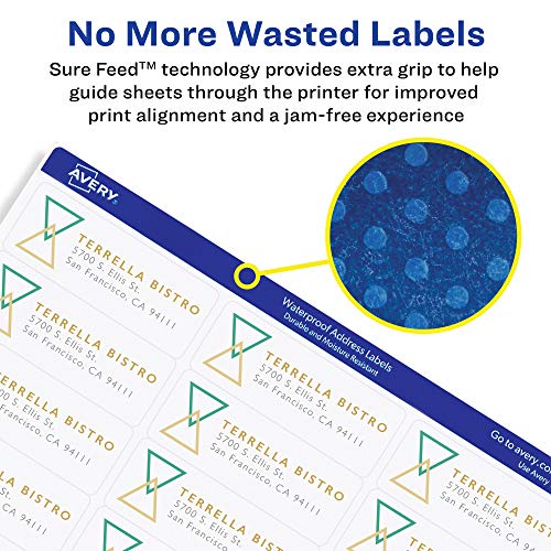 Waterproof Printable Shipping Labels, 2" x 4", White, 100 Blank Mailing Labels D6077
