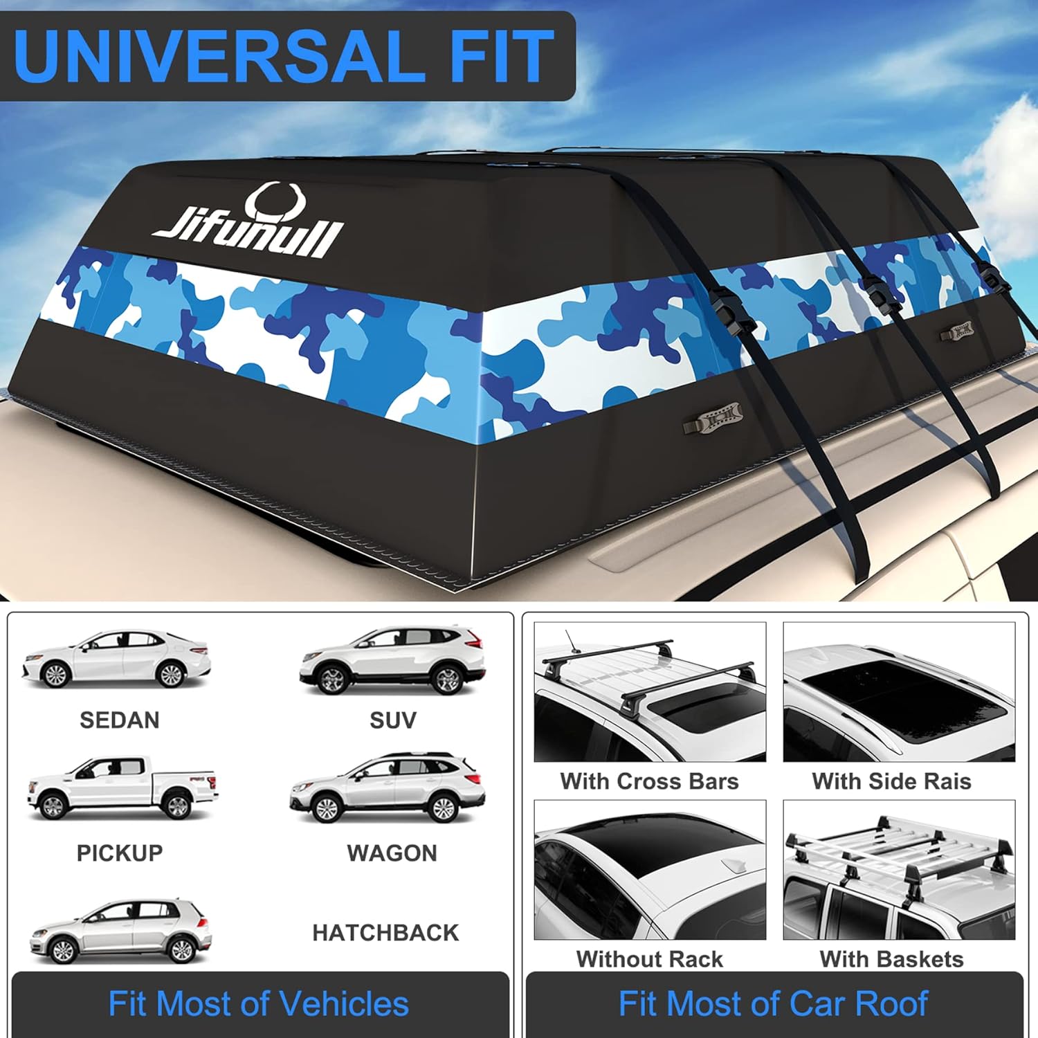 21 Cubic Feet Waterproof PVC Roof Rack Cargo Carrier with Anti-Slip Mat V645814