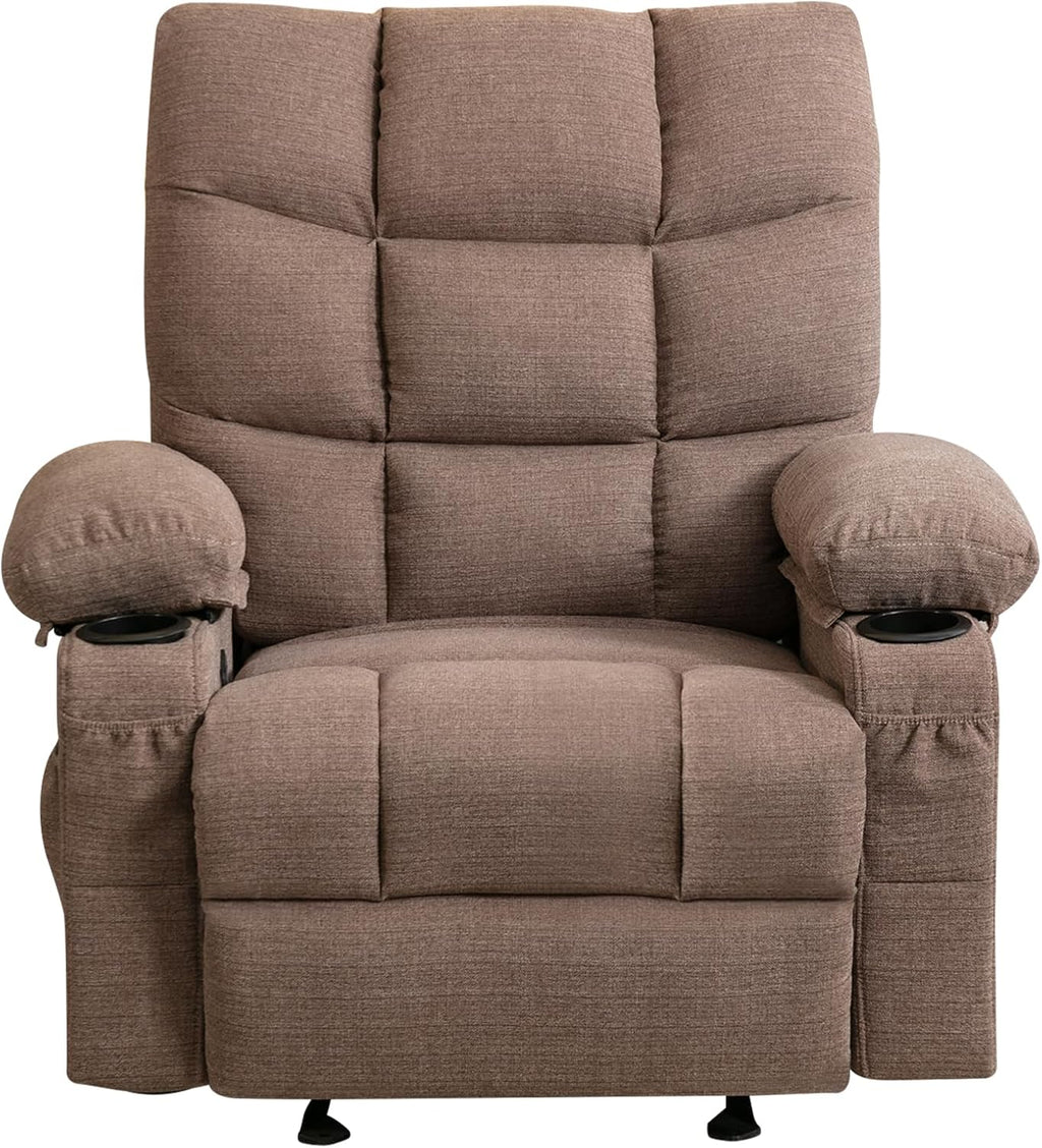 Brown Manual Fabric Recliner Chair with 8 Points Power Massage I27907