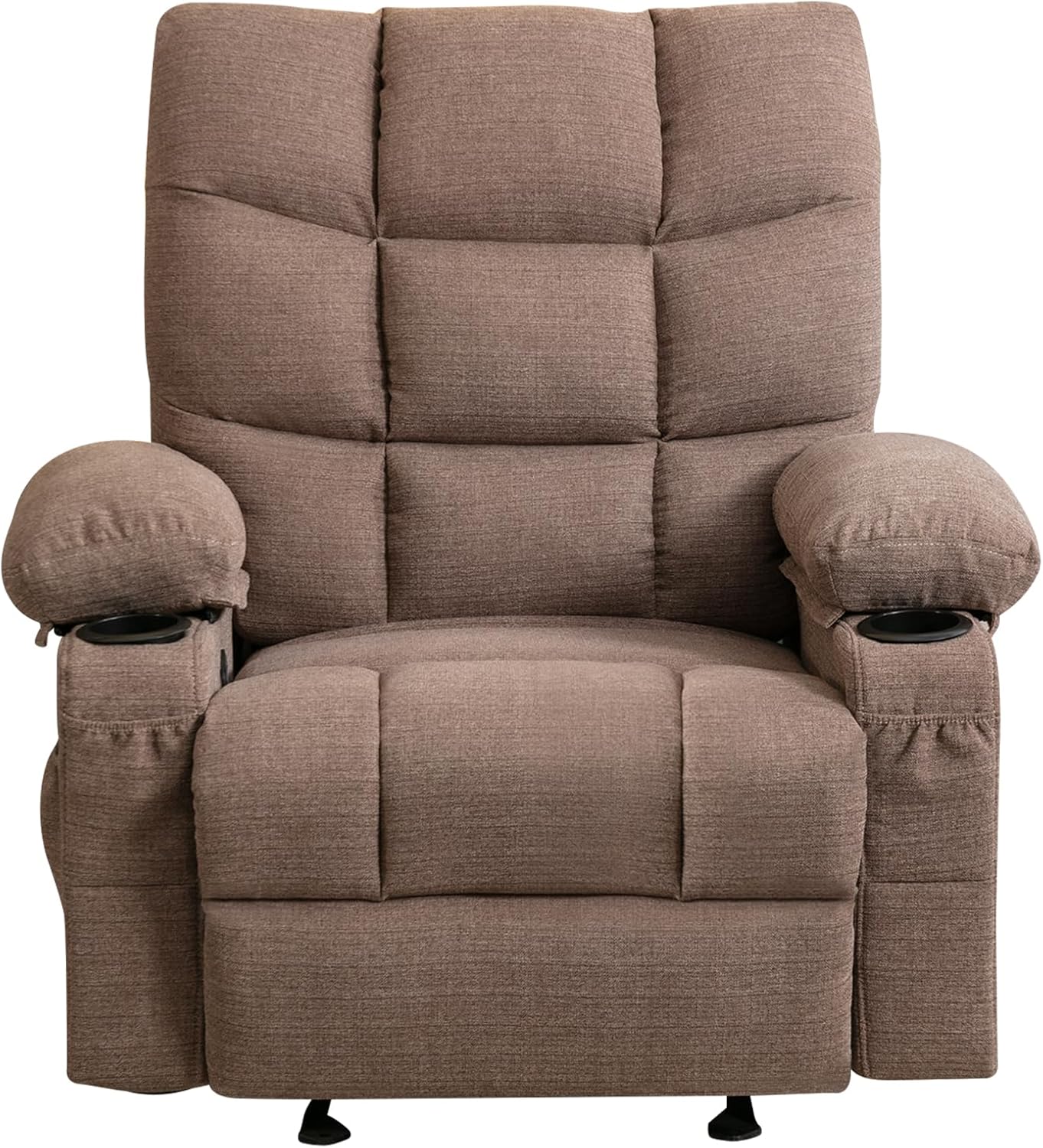 Brown Manual Fabric Recliner Chair with 8 Points Power Massage I27907