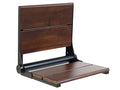 Teak Shower Seat - Type 304 Stainless Steel/Contoured 1" Natural Wood Slats/ADA Folding Wall Mount Bench/Matte Black / 18" x 16" K82668