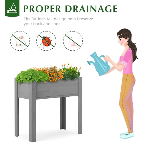 Raised Garden Bed with Legs, 40x20x31'', Wood Elevated Planter Box R126