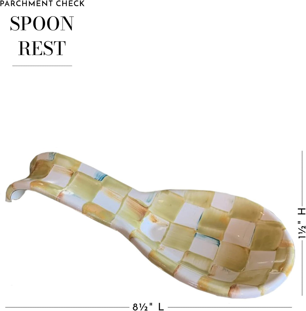 Cream-and-White Enamel Spoon Rest T352