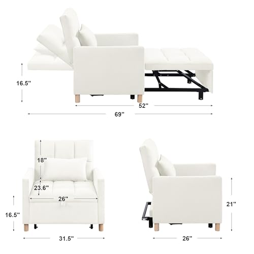 Gray 3-in-1 Sleeper Sofa with Pull Out Bed Y729507