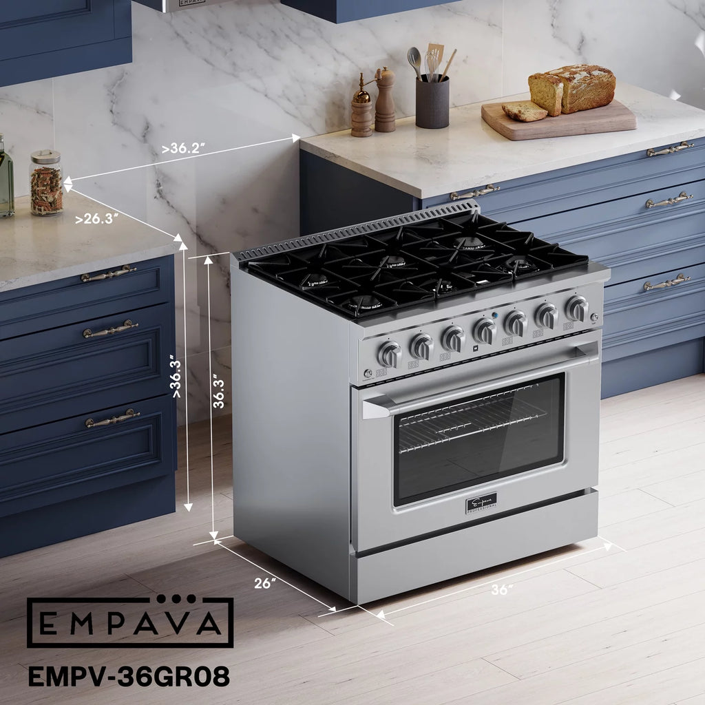 36 in. 5.2 cu. ft. Single Oven Gas Range with 6 Sealed Burners and Continuous Grates in Stainless Steel G664652