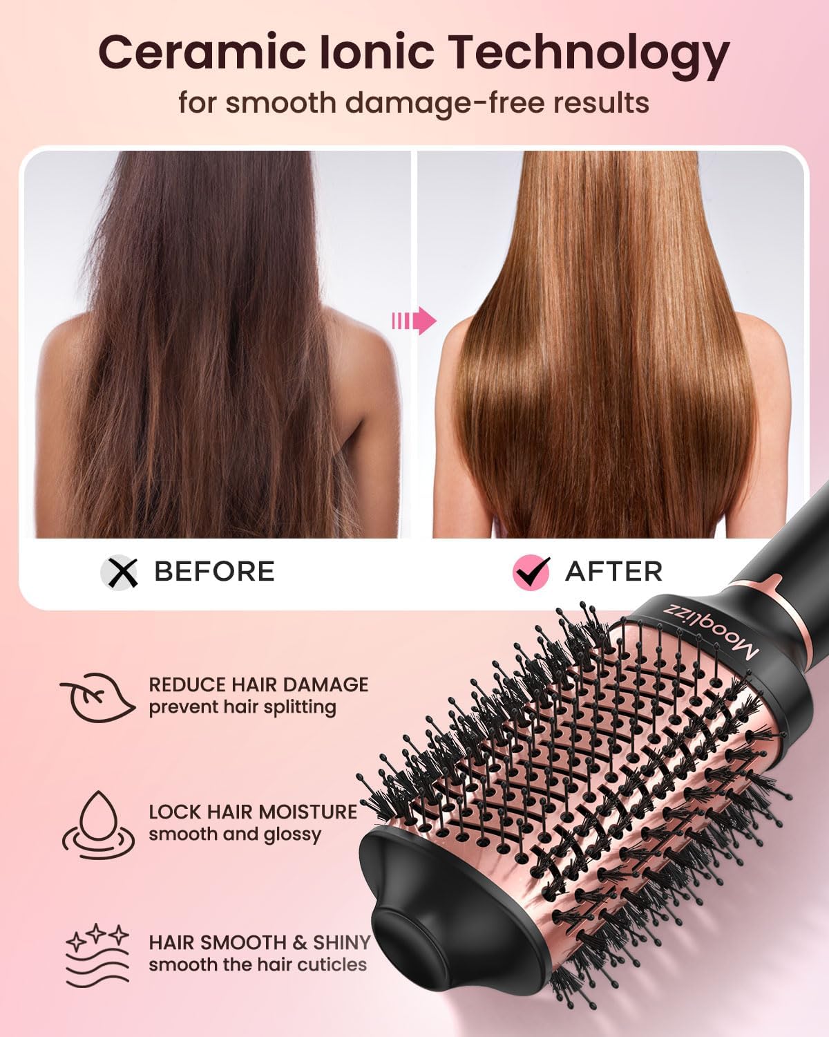 Pink Black Hair Dryer Brush L2398