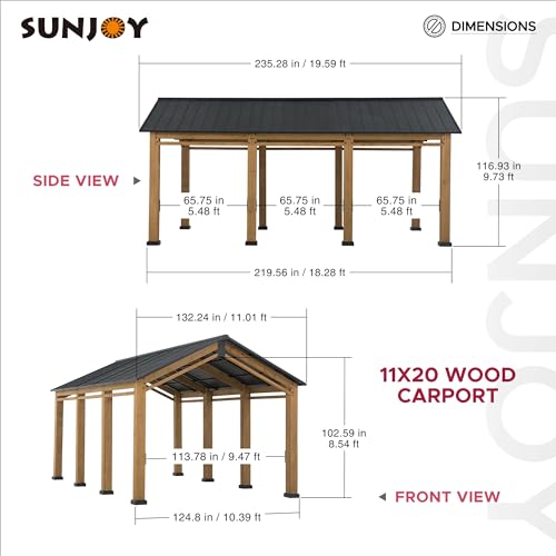 Cedar Framed Metal Roof Carport T9864