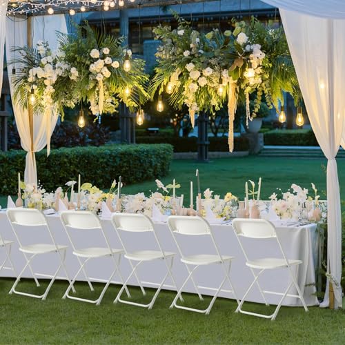 10 Pack White Plastic Folding Chair with Steel Frame N53268
