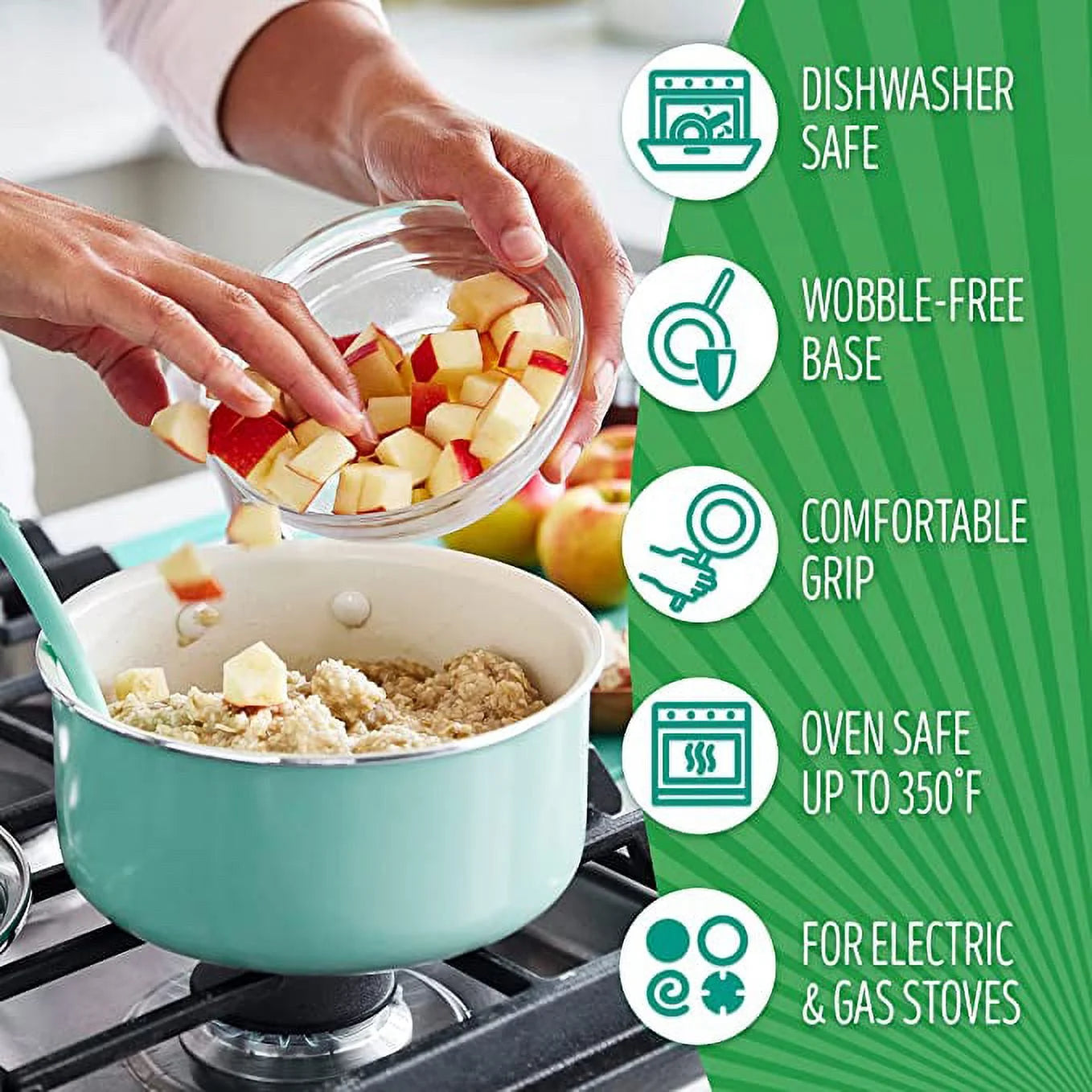 12-Piece Non-Stick Ceramic Cookware Set, Turquoise G451806