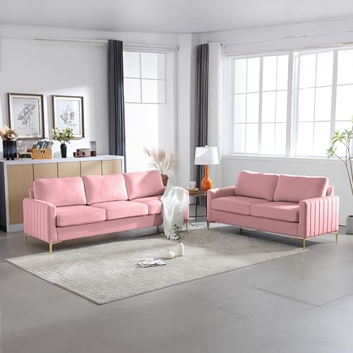 Pink Velvet 3 Piece Sofa Set A3120