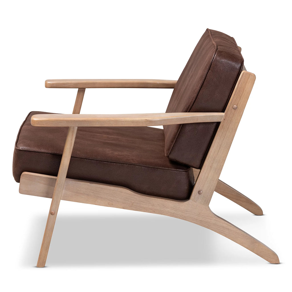 Dark Brown Faux Leather Armchair J975092