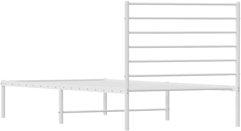 White Metal Bed Frame with Headboard 39.4"x78.7" P759
