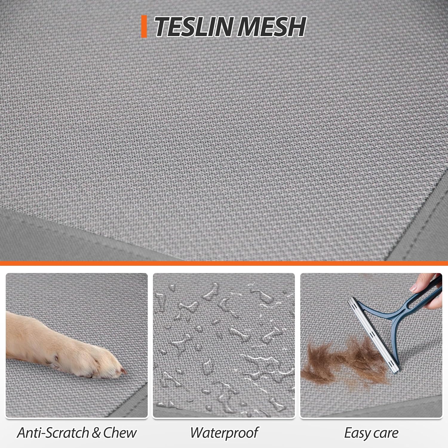 Grey 42 Inch Elevated Dog Bed with Mesh N918
