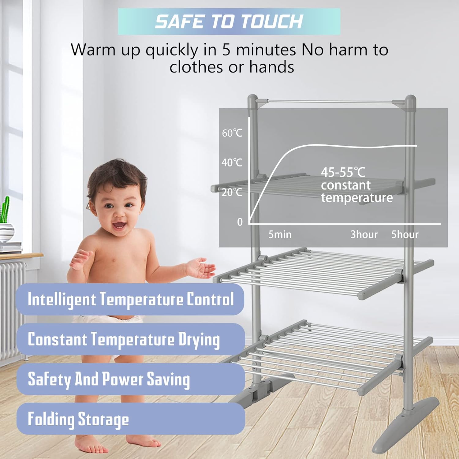 Heated Folding Electric Clothes Drying Rack A371
