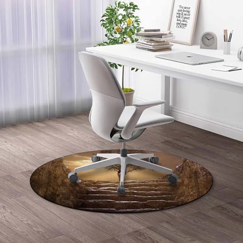 Green Tropical Leaves Round Rug 39 in Floor Protector Mat P93256