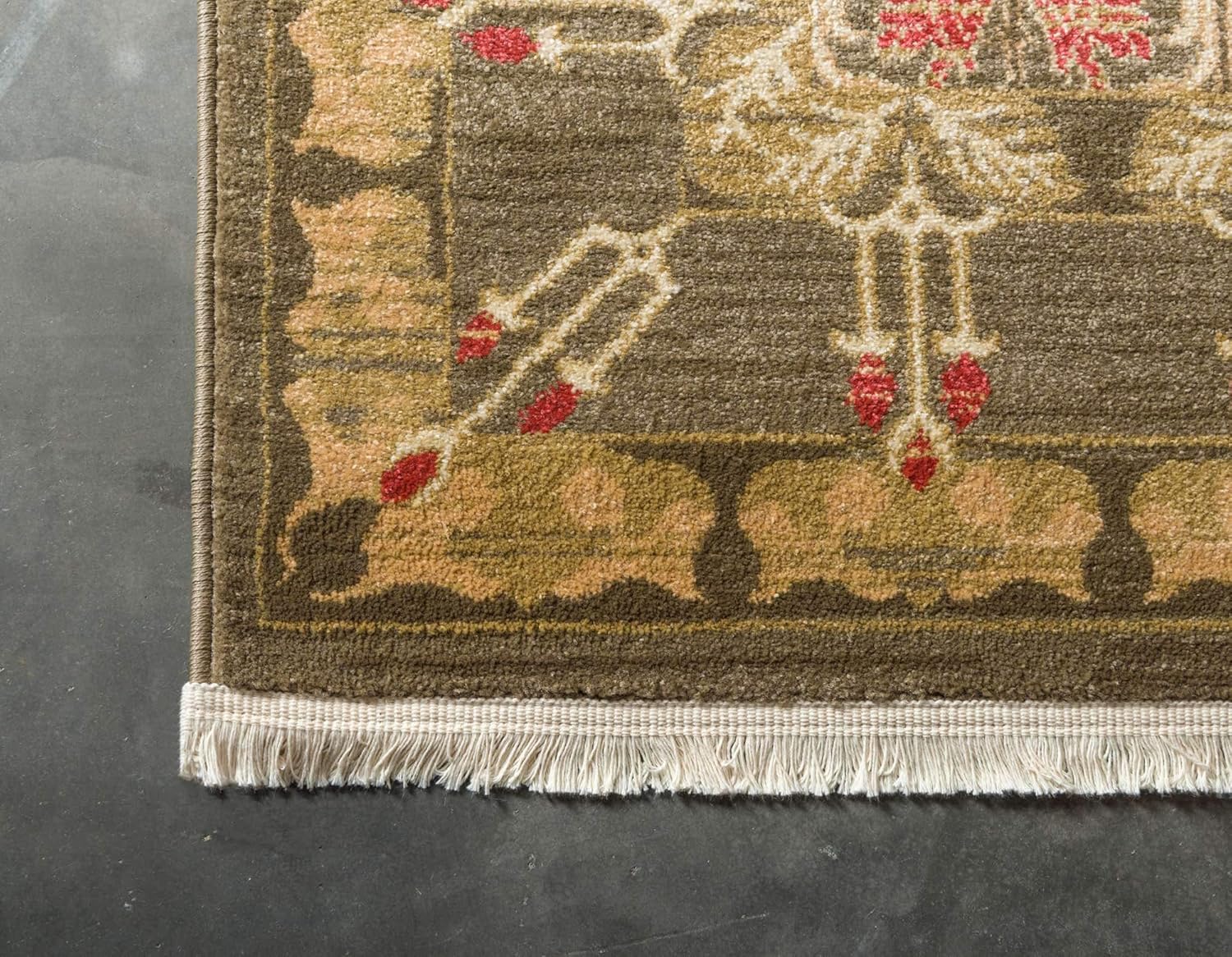 10' 6" x 16' 5" Rectangle Brown Light Blue Area Rug J285291