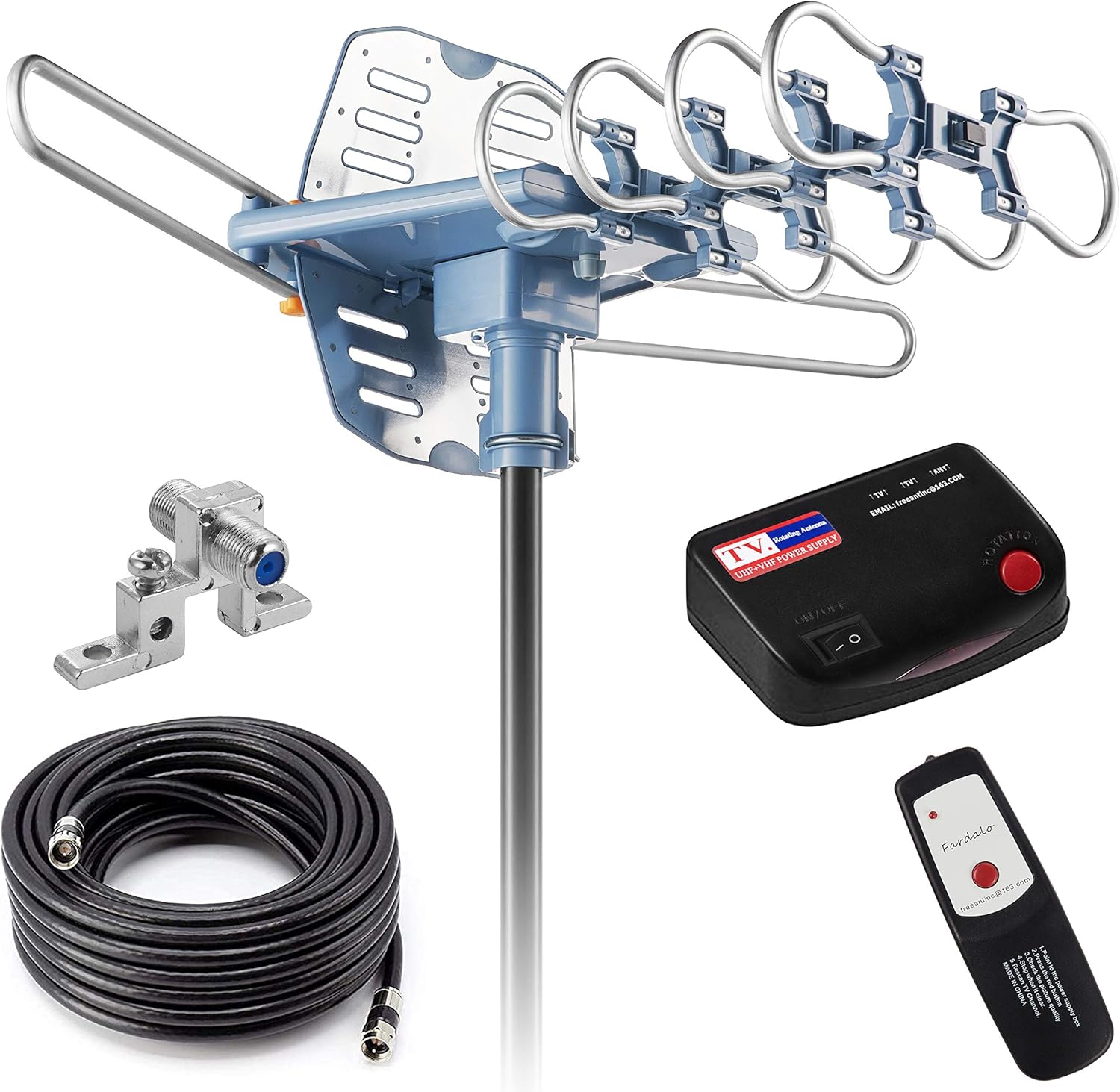 150 Miles Outdoor TV Antenna with 60FT RG6 Cable M52619