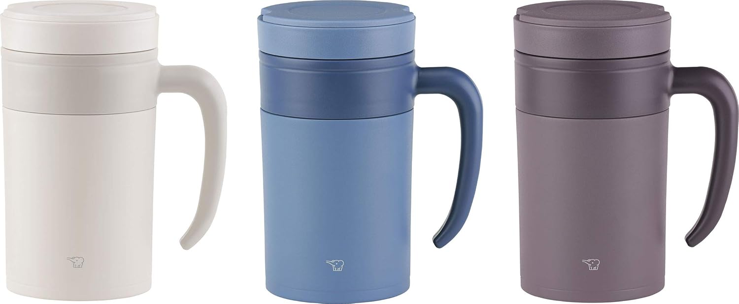 Off White 16-Ounce Stainless Tea Tumbler with Handle L73109