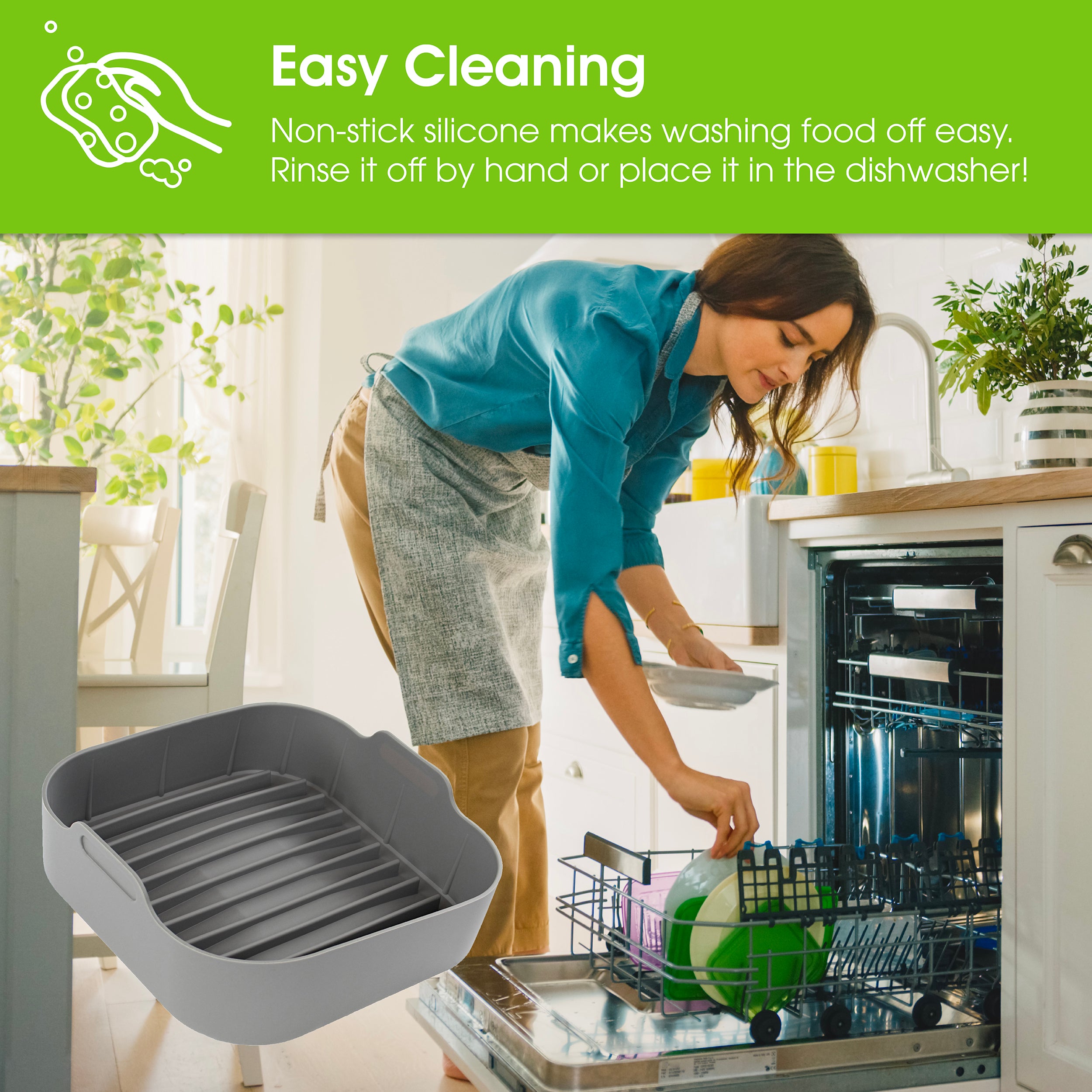 Square Air Fryer Silicone Liner with Gloves V3283