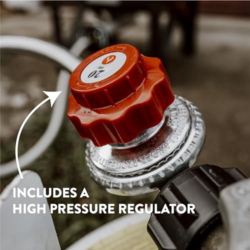 200K BTU Propane Burner with Adjustable 0-20Psi Regulator and Steel Braided Hose A795128