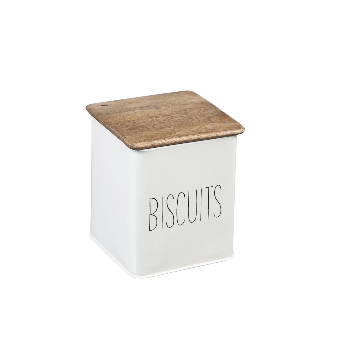 White 5 Piece Kitchen Canisters with Wooden Top Set Y864