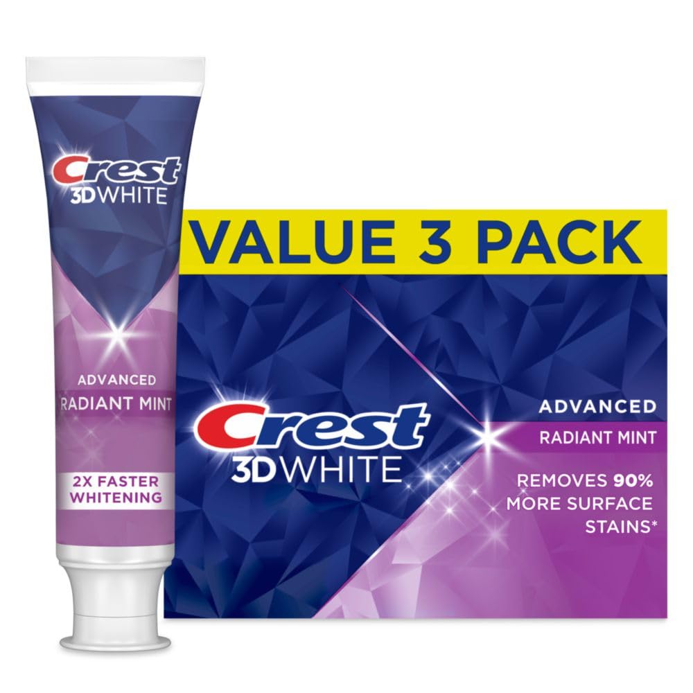 3D White Advanced Teeth Whitening Toothpaste, Radiant Mint, 3.3 oz, Pack of 3 I201