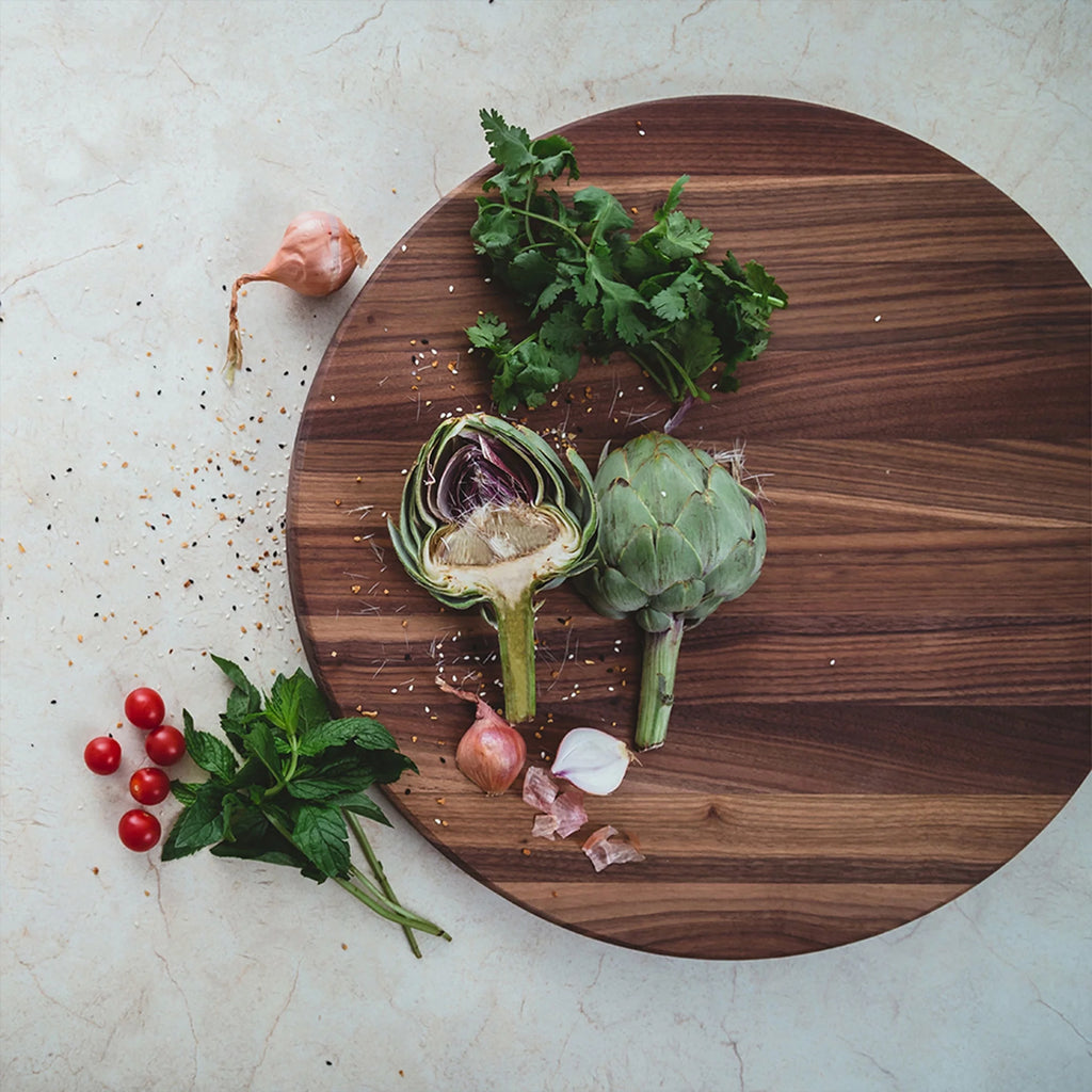 Walnut Wood Round Cutting Board, 18" x 18" x 1.5" T82226