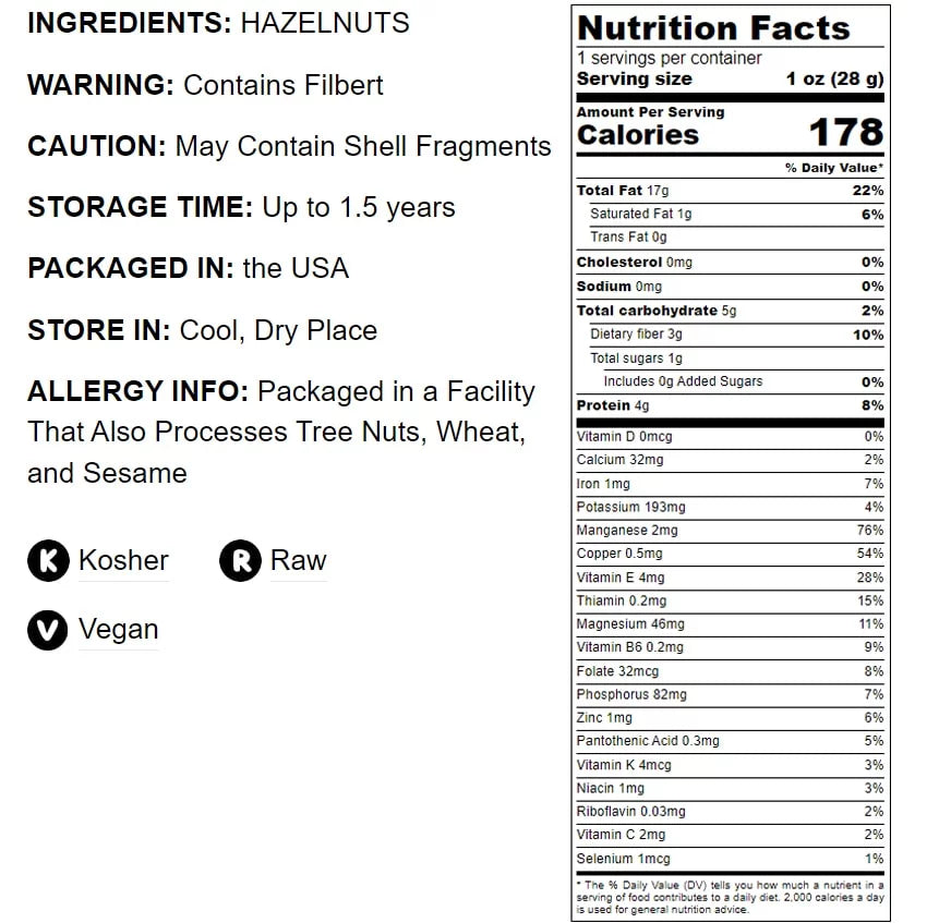 Raw Hazelnuts, 2 Pounds R261231