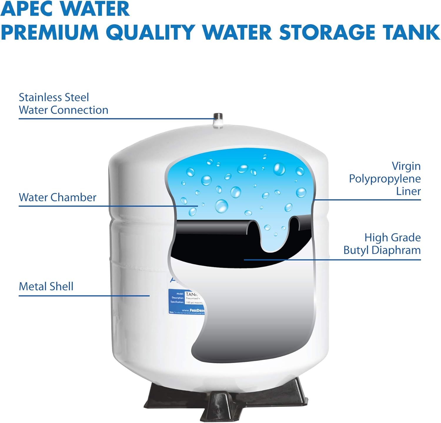 4 Gallon Water Systems Tank and 3/8 Inch O.D. Tube Size x 1/4 Inch NPTF Speedfit to Female Shut Off Valve Bundle Z820
