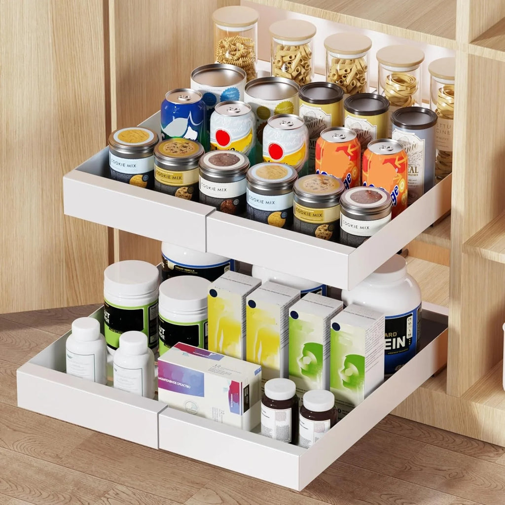 Pull Out Cabinet Organizer, 21 Deep Expandable Slide Out Drawers W8277