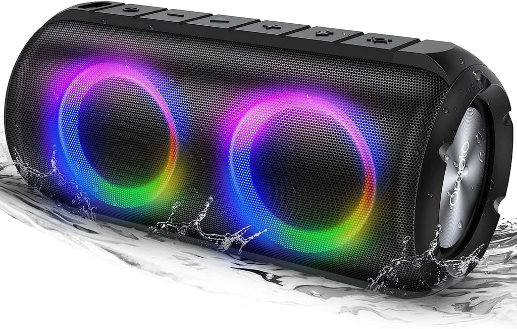 Portable Bluetooth Speaker with 24W Stereo Sound, RGB Lights, 24H Playtime, IPX6 Waterproof Z3882